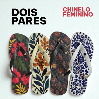 2 Rasteirinha Chinelo Leve e Confortável Feminino - Kitt com 2 Pares Lindos