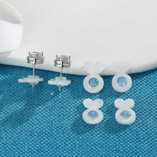KIT 6 Suporte de brincos pesados orelhas rasgadas acrílico e silicone em Formardo de Coração