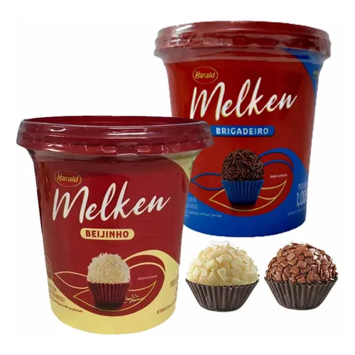 Kit 1 brigadeiro 1,005kg + 1 beijinho 970g Harald Melken Pote em Oferta na Shopee
