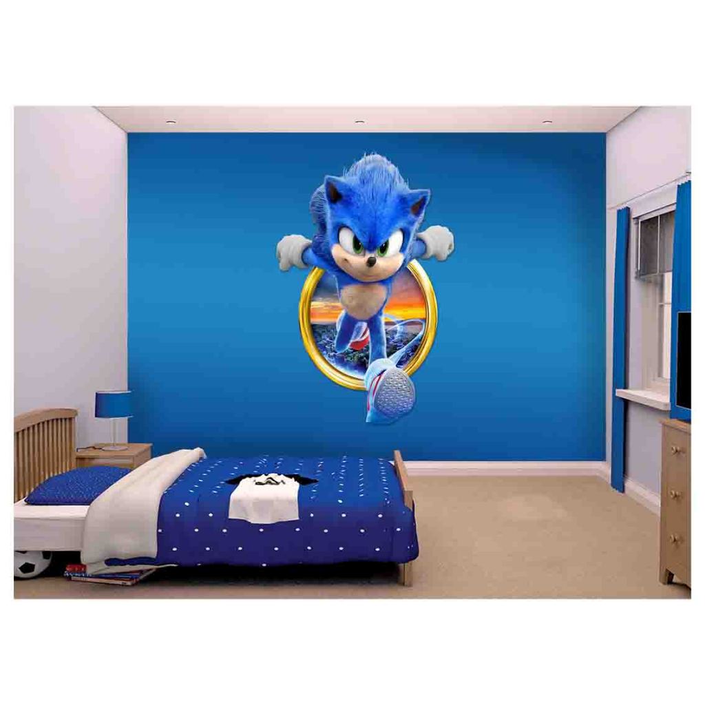 Papel de Parede Adesivo Decorativo Decoração Infantil Quarto Jogo de Video Game Filme Sonic SNC 014
