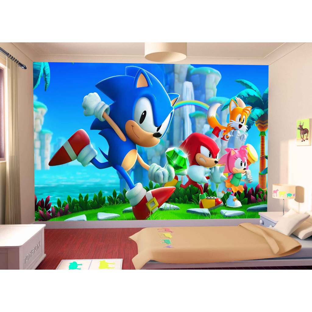 Papel de Parede Sonic Adesivo Decorativo Decoração Infantil Quarto Jogo de Video Game Filme SNC 013