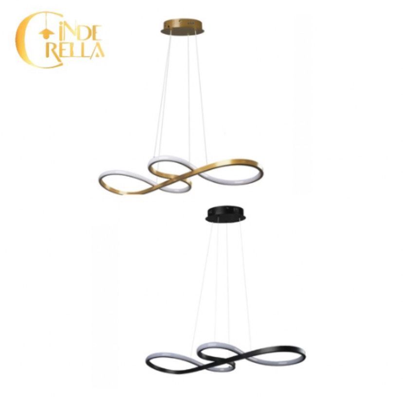 Pendente Clave Musical LED 3 Cores Preto ou Dourado Lustre Minimalista Moderno