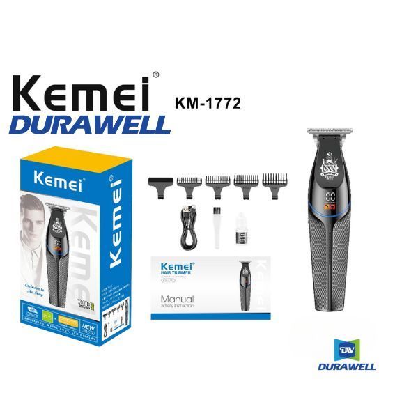 Máquina De Cortar Cabelo Profissional Display LCD Recarregável Kemei Bivolt KM-1772 em Oferta na Shopee