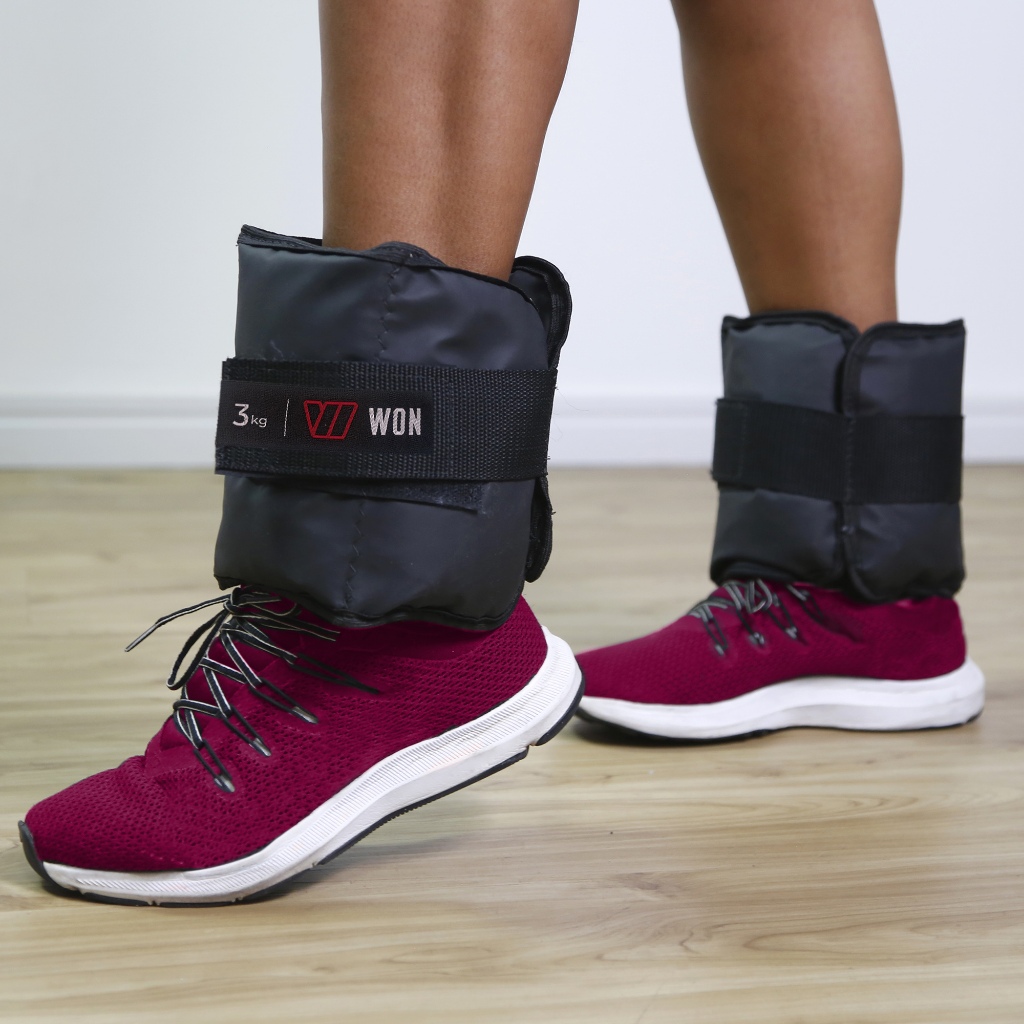 Par Caneleira Tornozeleira de Peso 1, 2, 3, 4, 5, 8KG Profissional WON Academia Funcional Fitness Treino em Casa Jardim