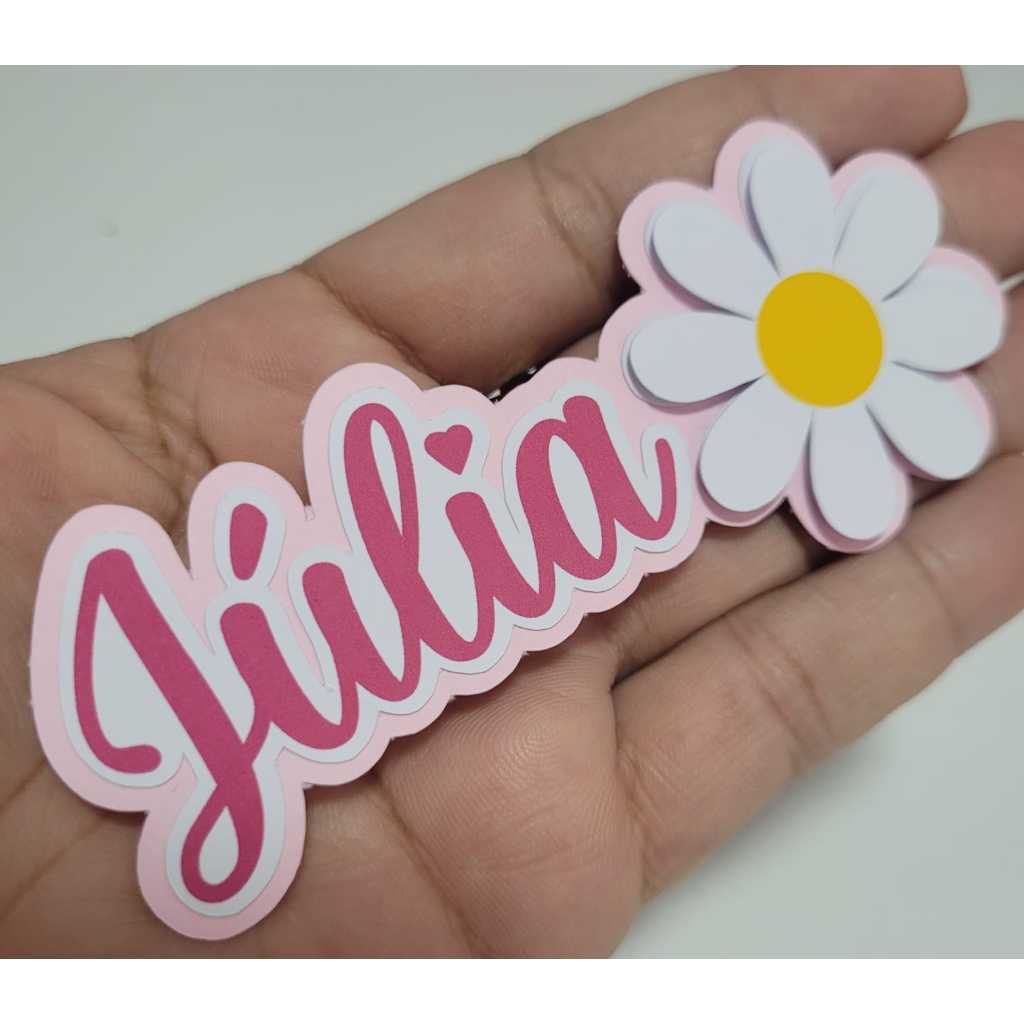 Aplique Personalizado Margarida para Tubete 13cm – Jardim das Margaridas – Festa Infantil / Lembrancinha com Nome em Oferta na Shopee