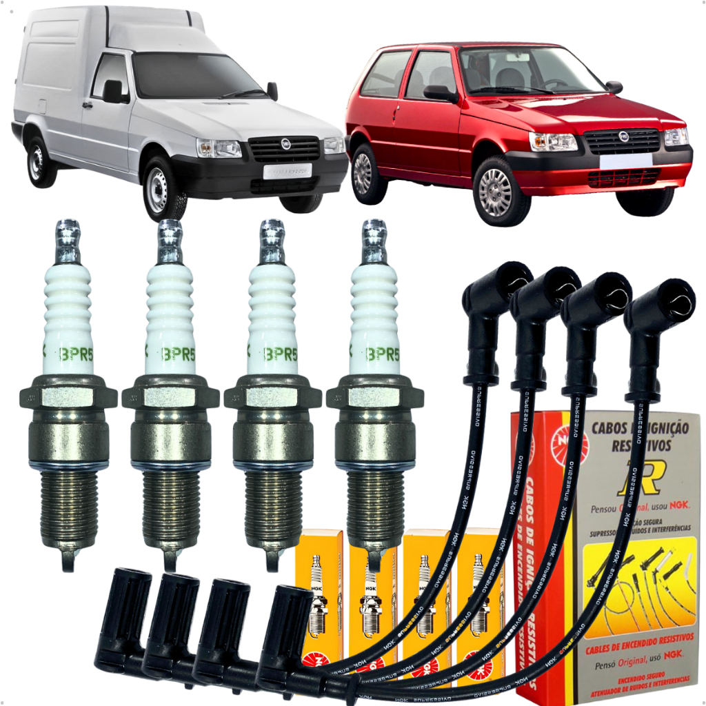 Kit Jogo Cabo E Vela De Ignição Fiat Duna Elba Fiorino Premio Uno