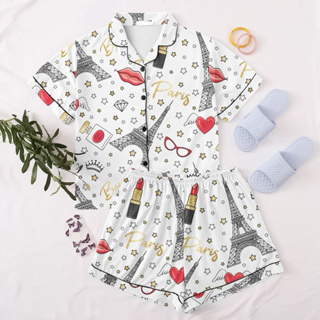 pijama americano roupa de dormir juvenil botoes babydoll cuscuz vaquinha magia coração oncinha rosa em Oferta na Shopee