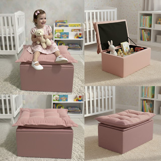 Puff Baú Opala Decorativo Organizador de Brinquedos Quarto Infantil