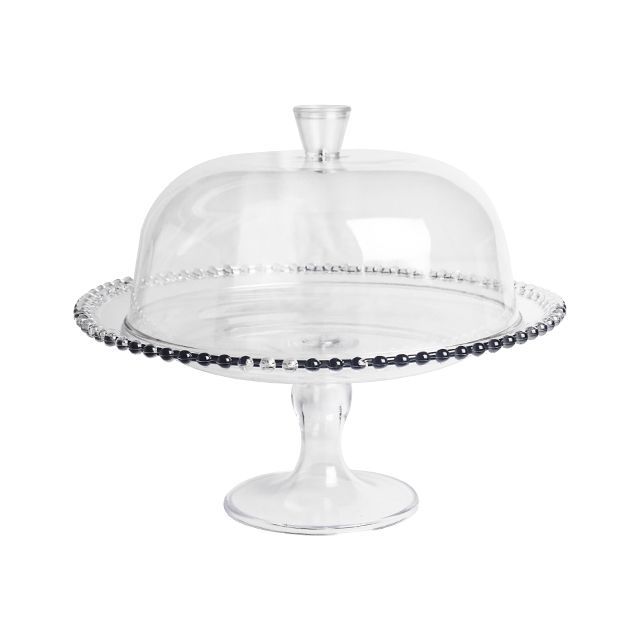 Boleira com Tampa e Prato em Acrílico para Bolo Transparente com Pé Centro de Mesa Decoração