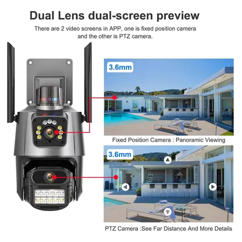 Detalhes do Câmera Segurança Wifi 4K Lente Dupla (Monitora 2 pontos ao mesmo tempo) - Sensor Movimento e Alarme