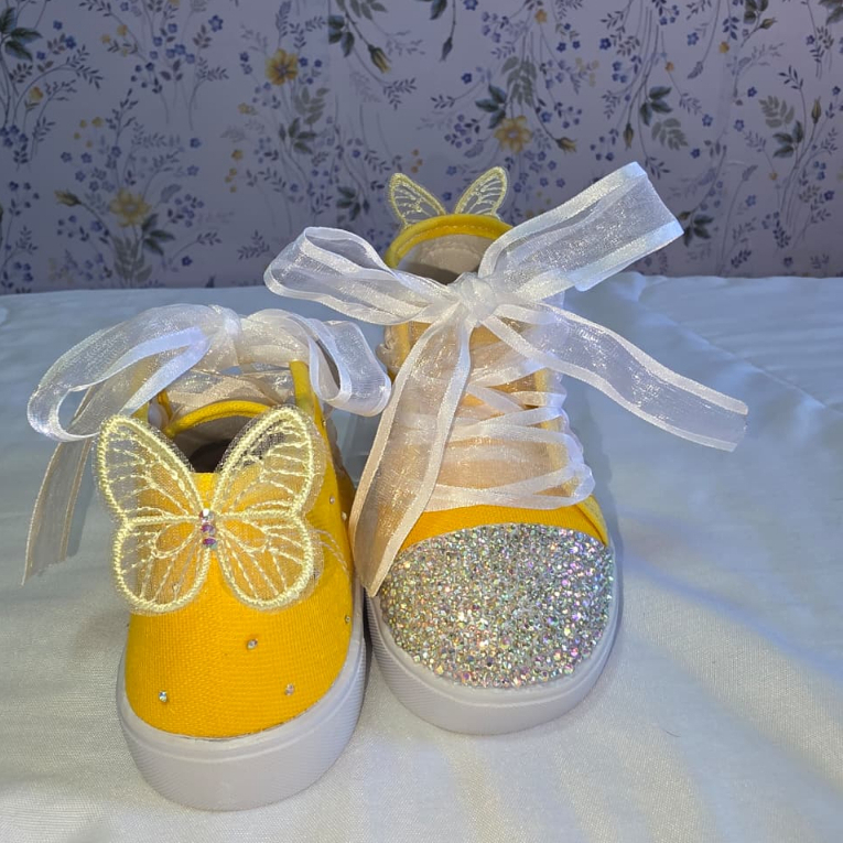 Tênis infantil para meninas Amarelo Cano alto Luxo confortável - Casamentos e Festas Aniversário
