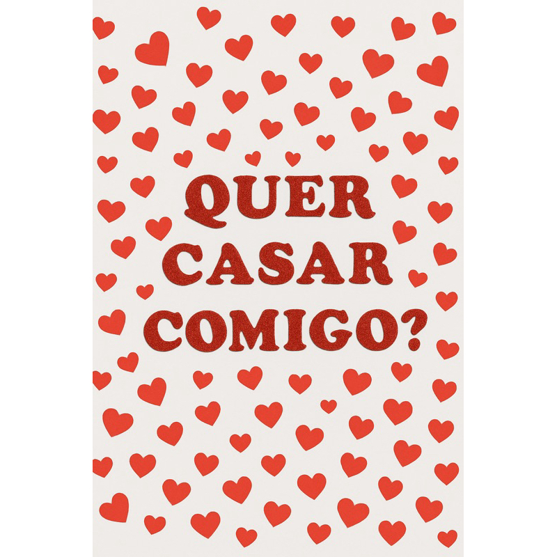 500 corações de papel scrapbook + frase QUER CASAR COMIGO? em eva glitter
