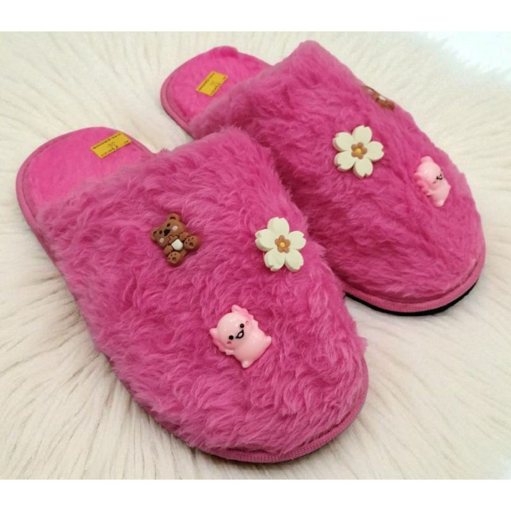Pantufa de Pelúcia Com Enfeites coloridos Sortidos, Chinelo Confortável de Quarto Antiderrapante - Quentinho do 34 Ao 44