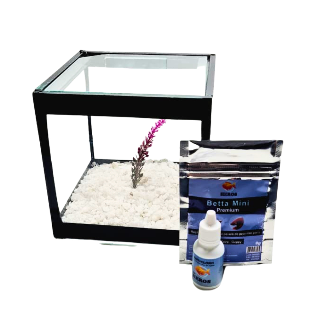 Aquário Betta 15x15x15cm – Cubo em Vidro Transparente com Acabamento Premium em Oferta na Shopee