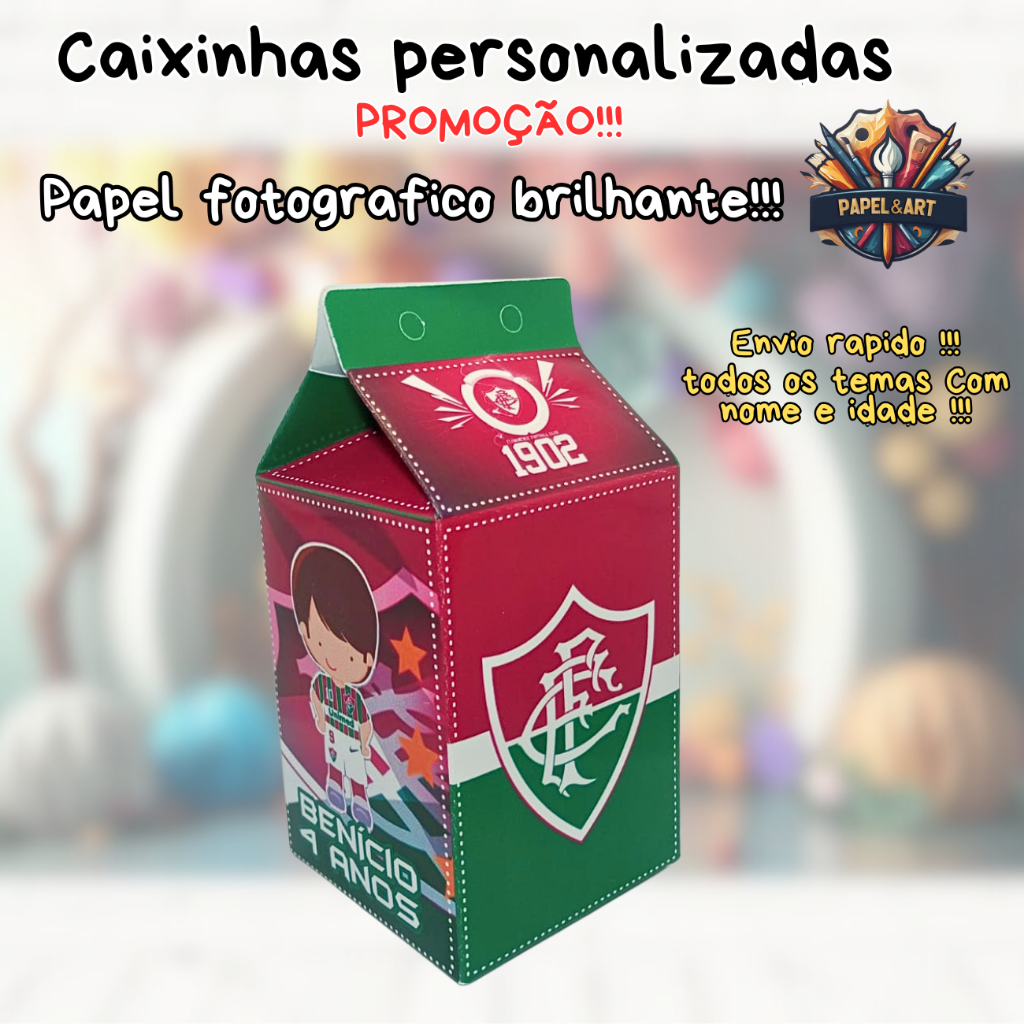 30 Caixinhas Milk Varios times futebol  Fluminense Varios temas  Personalizada   Lembrancinha  Festa