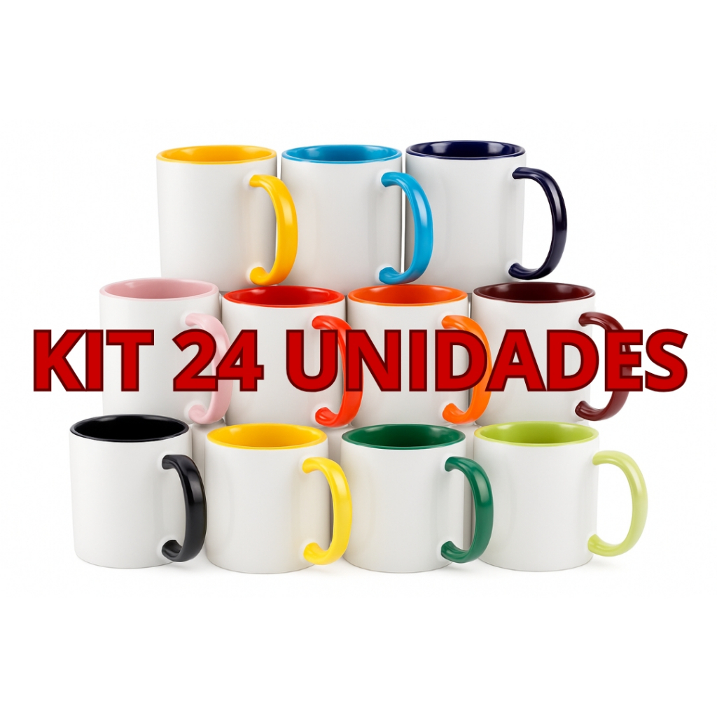 24 Canecas Interior E Alça Colorido Porcelana Para Sublimação em Oferta na Shopee
