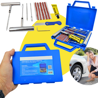 Kit Remendo Macarrão Reparo Conserto Furo Remendo Pneu Carro Moto Sem câmara Metal 12pçs + Maleta em Oferta na Shopee