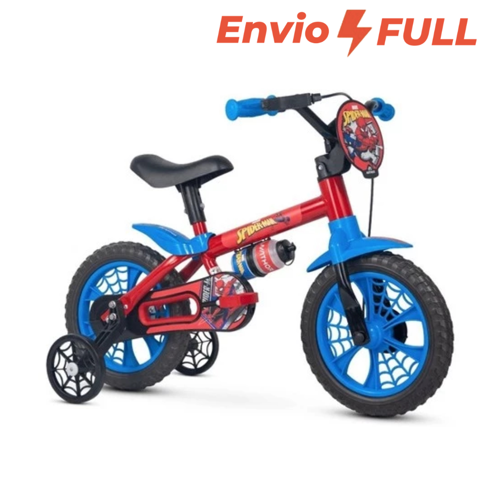 Bicicleta Infantil Aro 12 Homem Aranha Nathor - 3 A 5 Anos Com Rodinhas Super Resistente Spider Man