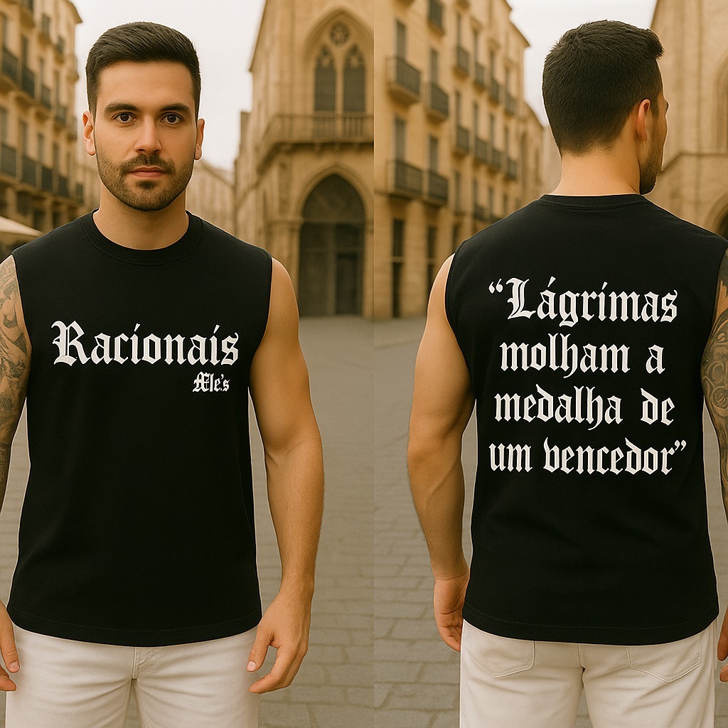 Camiseta Regata Casual Racionais Mc's Lagrimas de um Vencedor Academia Blusa cavada Masculina