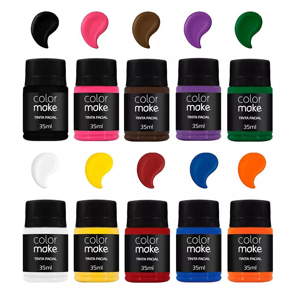 10 Tintas Facial 35ml Colormake (Todas as Cores) ou por unidade - Maquiagem Artística.