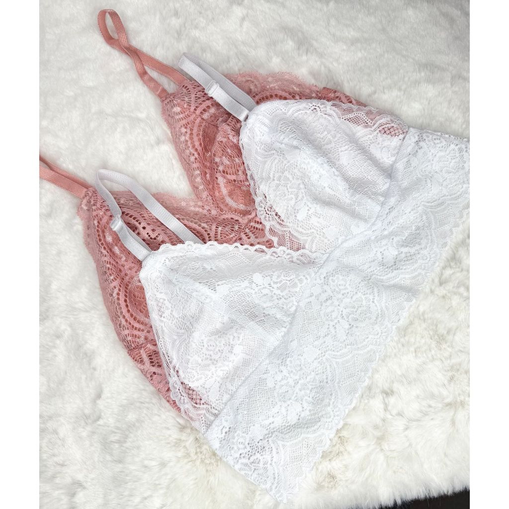 Kit 2 Top Cropped de Renda Feminino Sutiã Sem Bojo Lingerie Rendado