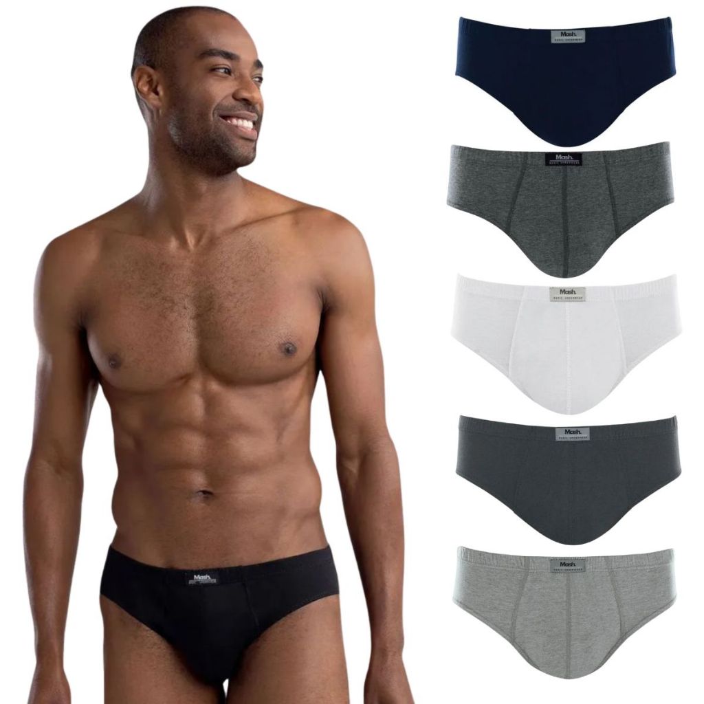 Kit 2 Cueca Slip Mash Basic 100% Algodão Ajuste Perfeito