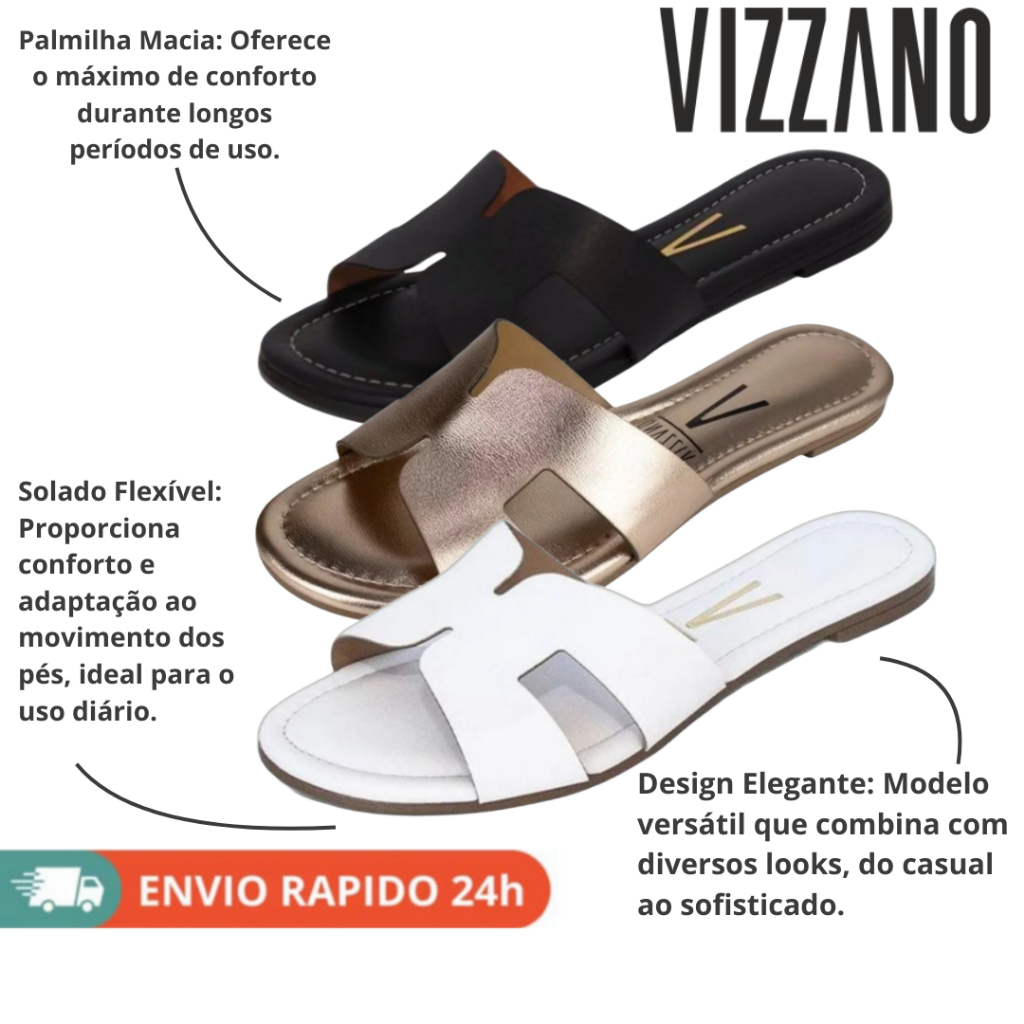 Sandalia Rasteira Feminina Vizzano modelo fashion elegante confortável versátil moderna Ref 6371.167 em Oferta na Shopee