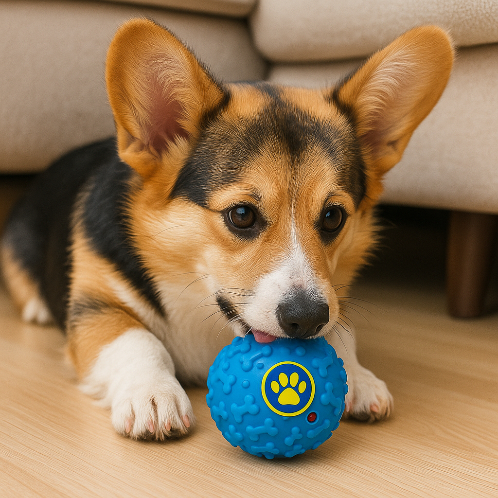 Brinquedo Pet Bola Interativa PVC 9,5cm com Depósito de Ração Mordedor com Apito para Cães