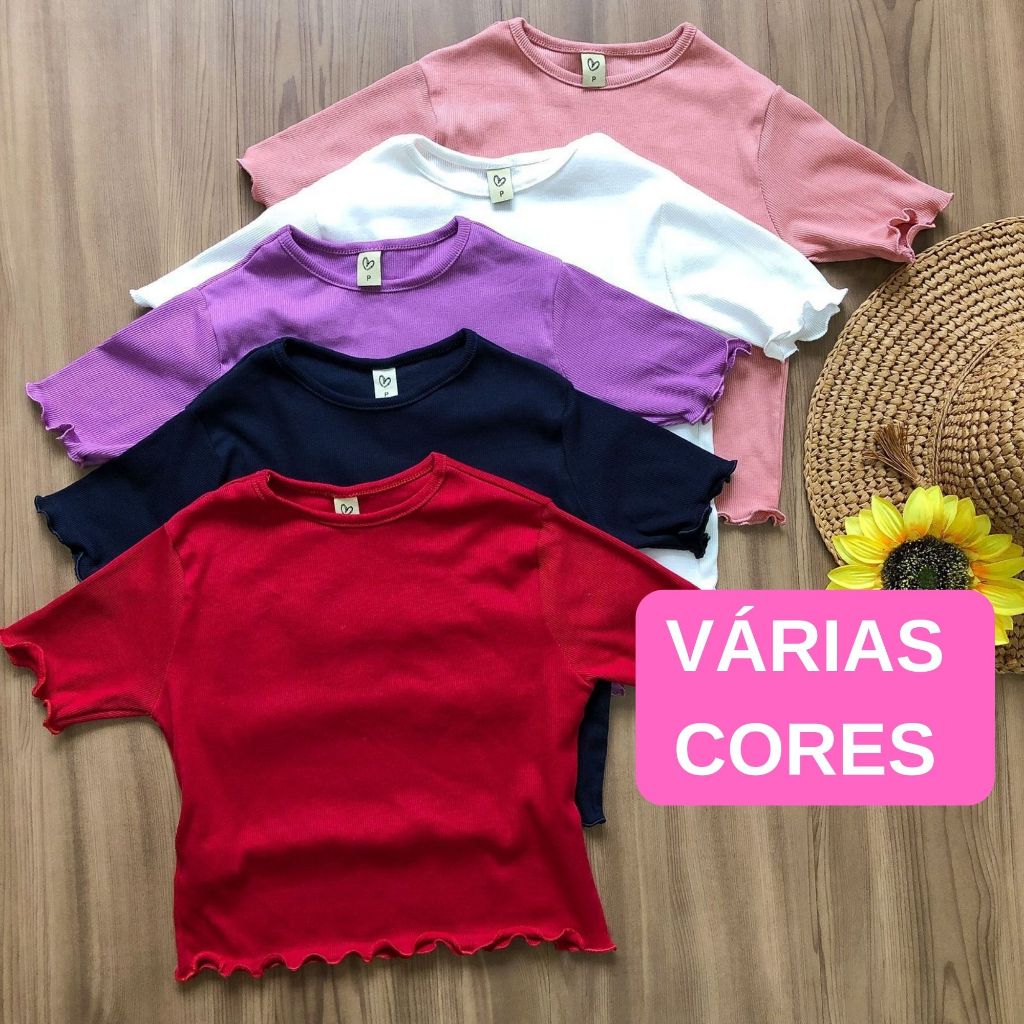 Cropped ribana Camiseta Baby look fru fru tee look