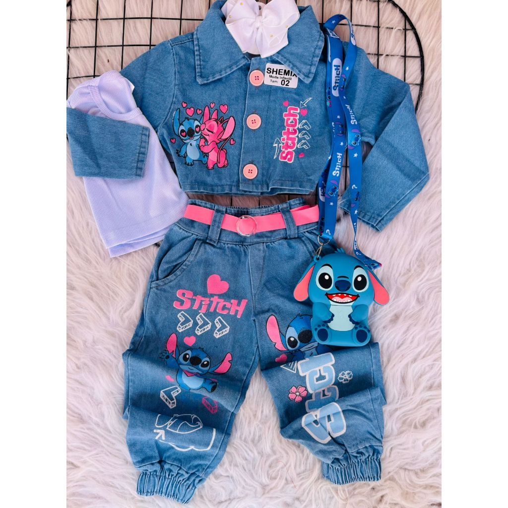 Roupa infantil menina blogueirinha Conjunto jaqueta 4 peças em Oferta na Shopee