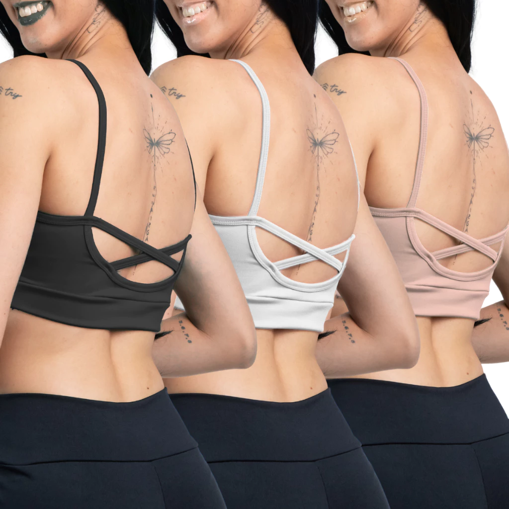 KIT 03 - Top Academia Alcinha Fitness Com Cruzado nas Costas Suplex Power - Costas Xis Top Fitness - Varias Cores — imagem 1