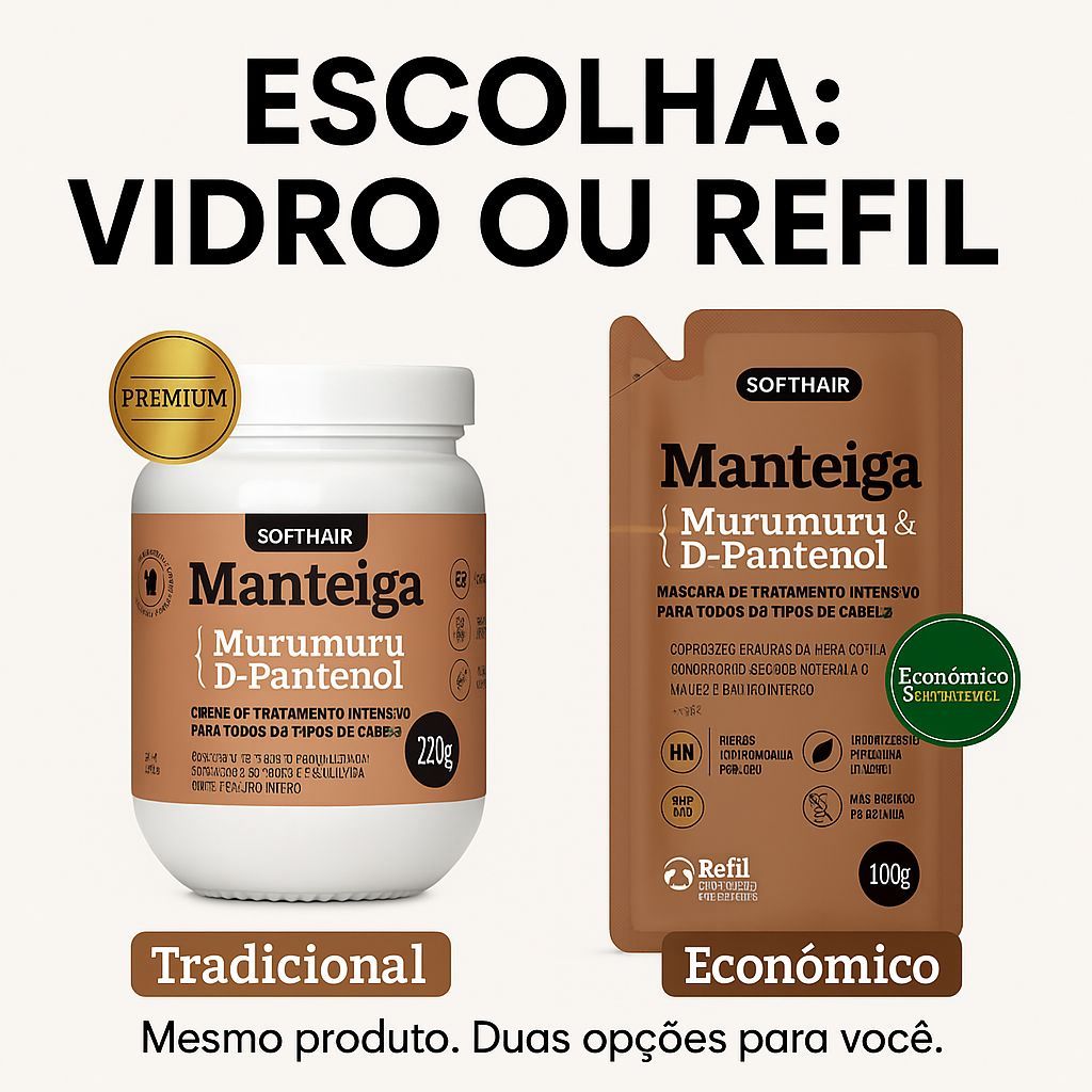 Manteiga Capilar Pote  220g ou Sache Refil100g Murumurum & D- Pantenol softhair Escolha o seu em Oferta na Shopee