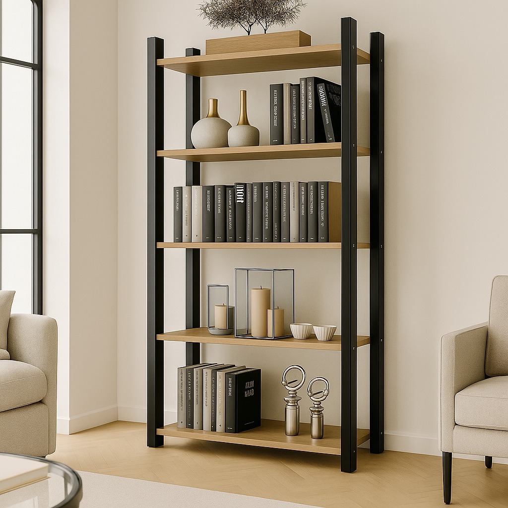 Estante Multiuso Industrial  Estilo Vintage – Livreiro com 5 Prateleiras Organizadoras