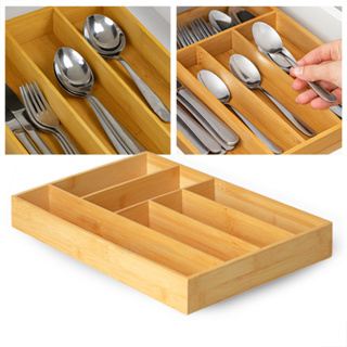 Organizador de Gaveta Porta Talher Separador de Talheres de Cozinha 6 Divisórias Bambu 30cm x 38cm em Oferta na Shopee