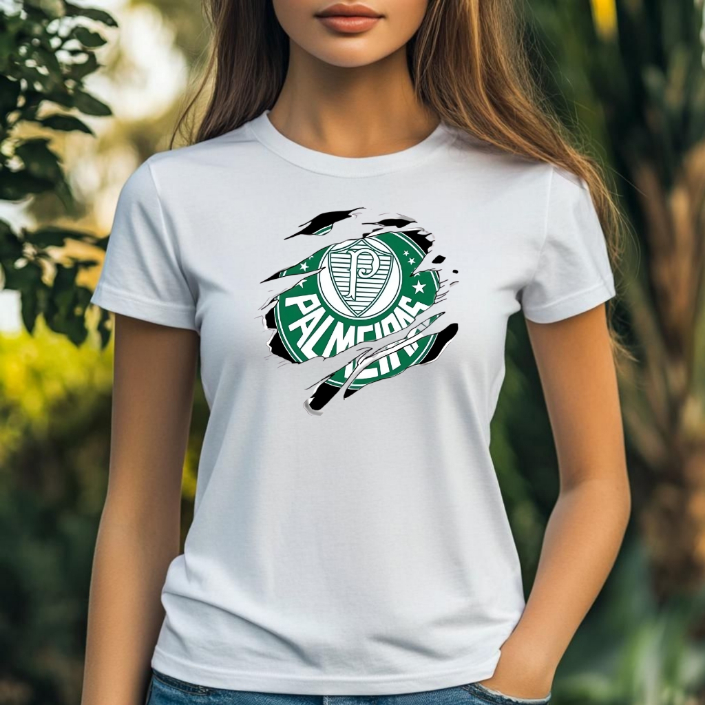 Camisa Do Palmeiras Escudo Feminina Branca - Camiseta Do Porco