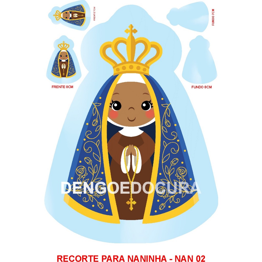 Recorte em Tecido Sublimado Almofada Naninha Contornada, chaveiros - Faça Você mesma - Nossa Senhora e muitos outros