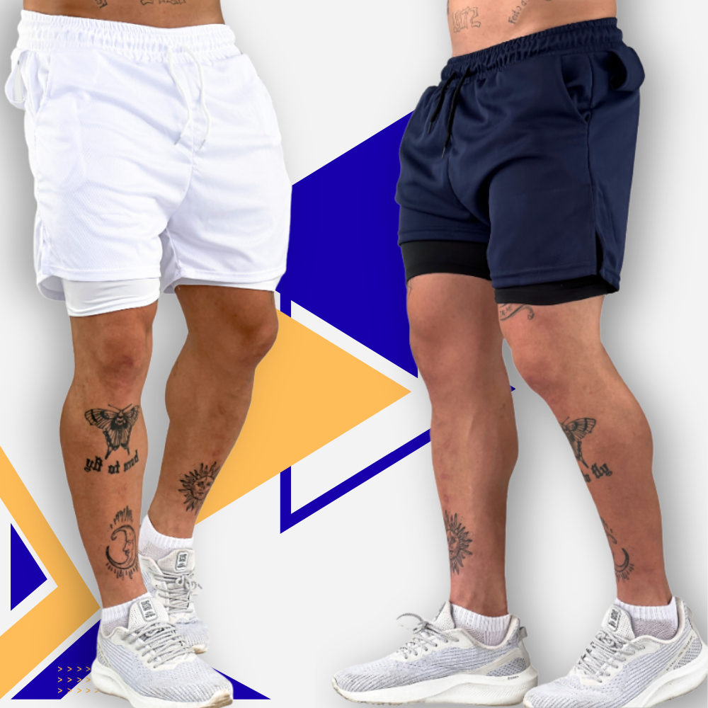 Kit 2 Bermudas Masculina 2 em 1 com Forro de Compressão. em Oferta na Shopee