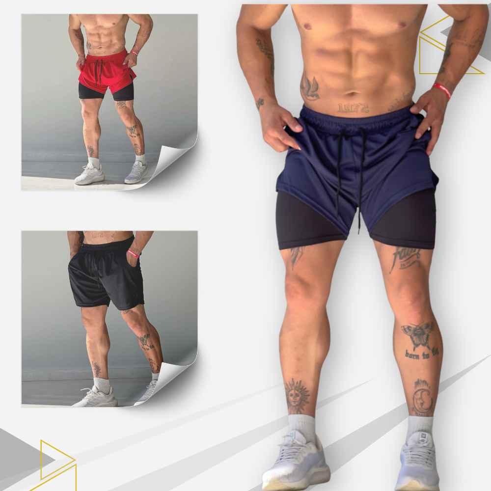 Kit 3 Bermudas 2 em 1 Premium com Forro de Compressão. em Oferta na Shopee