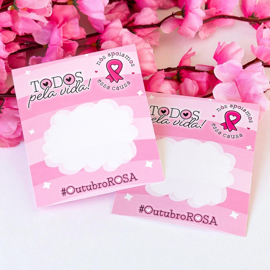 Cartão mimo para cliente Outubro Rosa-25/50/100 unidades