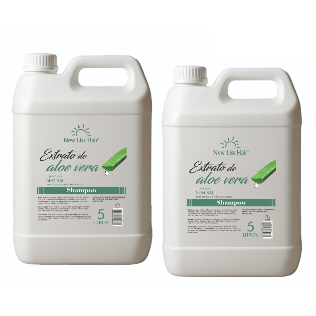Kit com 2 Shampoo Aloe Vera 5L Cada New Liss Hair
