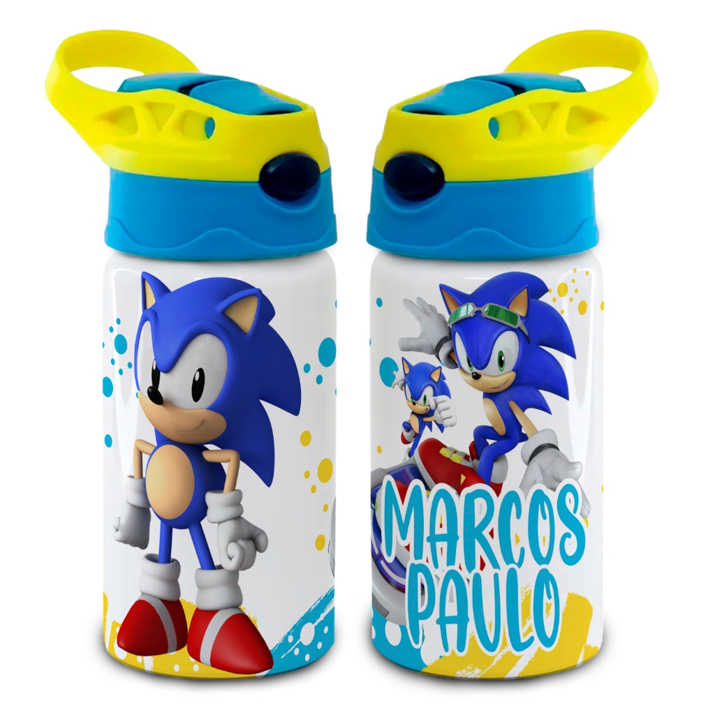 SQUEEZE GARRAFA SONIC PERSONALIZADO COM NOME LANCHEIRA ALIMÍNIO OU TÉRMICA INOX ESCOLA LINDA em Oferta na Shopee