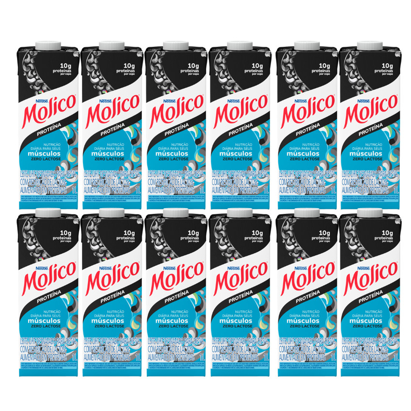 Nestlé Leite Molico UHT Zero Lactose + Proteina - 12 Unidades de 1L em Oferta na Shopee