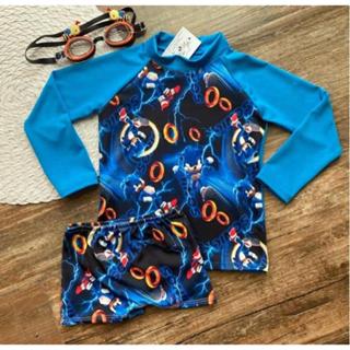 Sunga + Camisa Masculino Moda Praia Infantil Com Proteçao UV em Oferta na Shopee