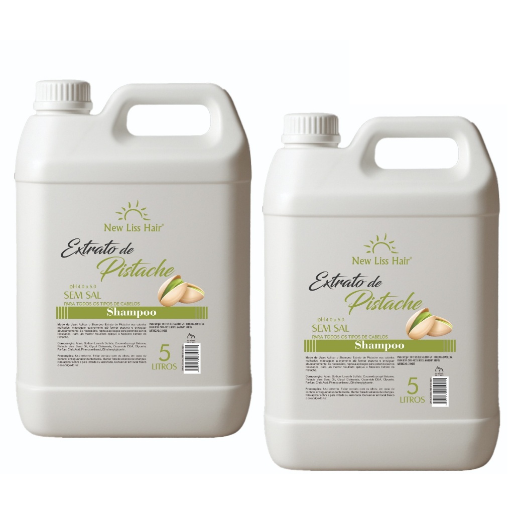 Kit com 2 Shampoo Pistache 5L Cada New Liss Hair