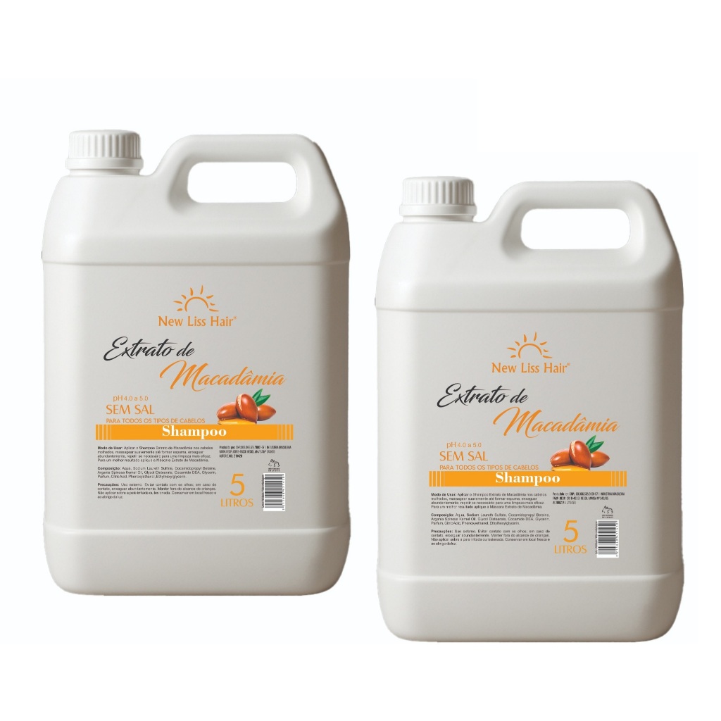 Kit com 2 Shampoo Macadâmia 5L Cada New Liss Hair