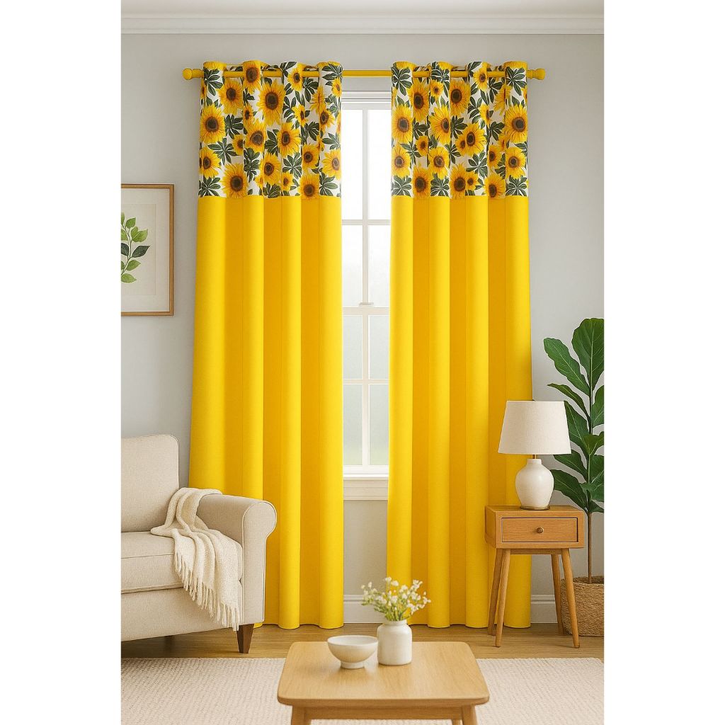 Cortina Girassol Bando Belinha 3,00 x 2,50 Grande Estampada Para Sala Decoração Girassol em Oferta na Shopee