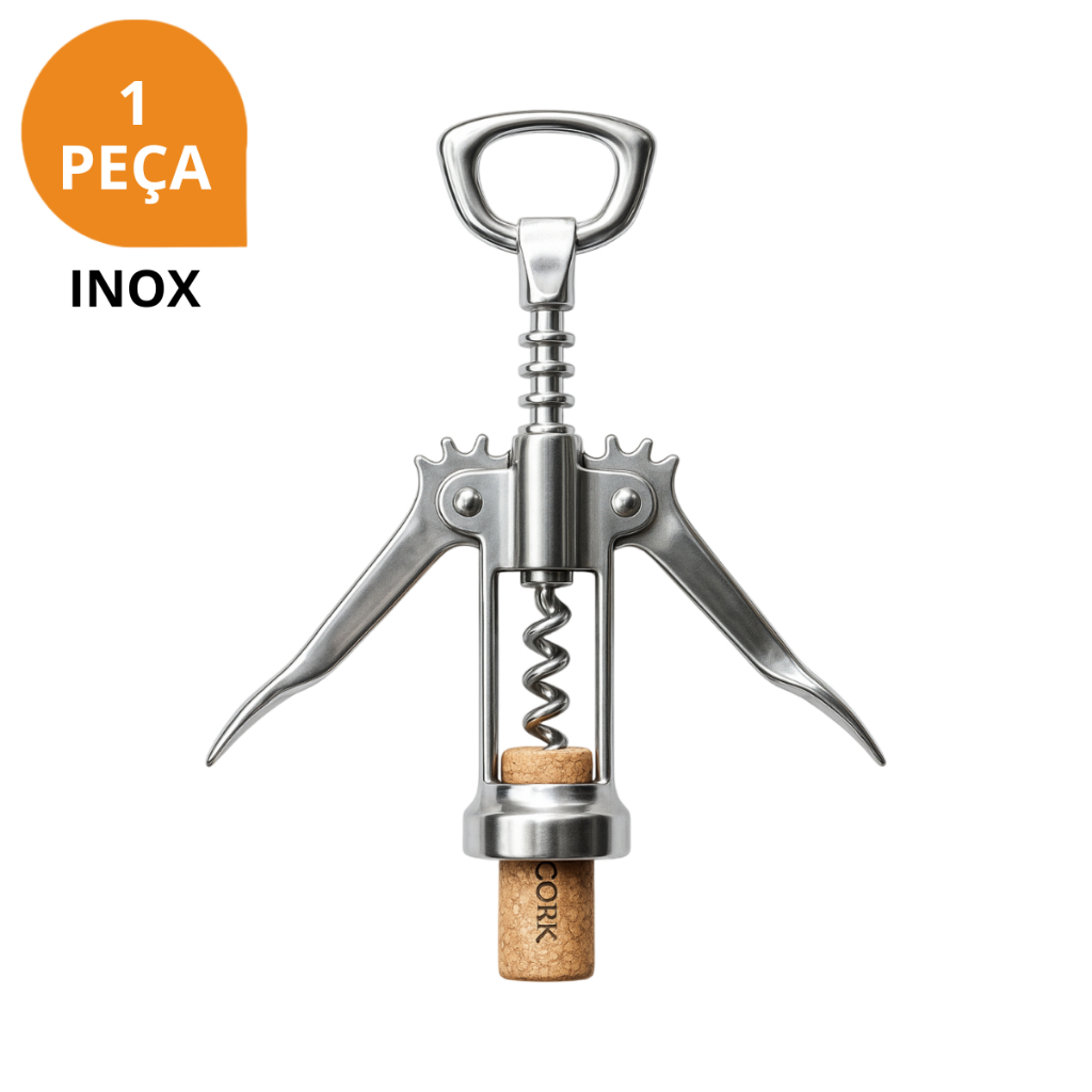 Saca-Rolhas de Aço Inox Premium para Vinho, Abridor de Garrafas Resistente e Elegante para Casa/Bar