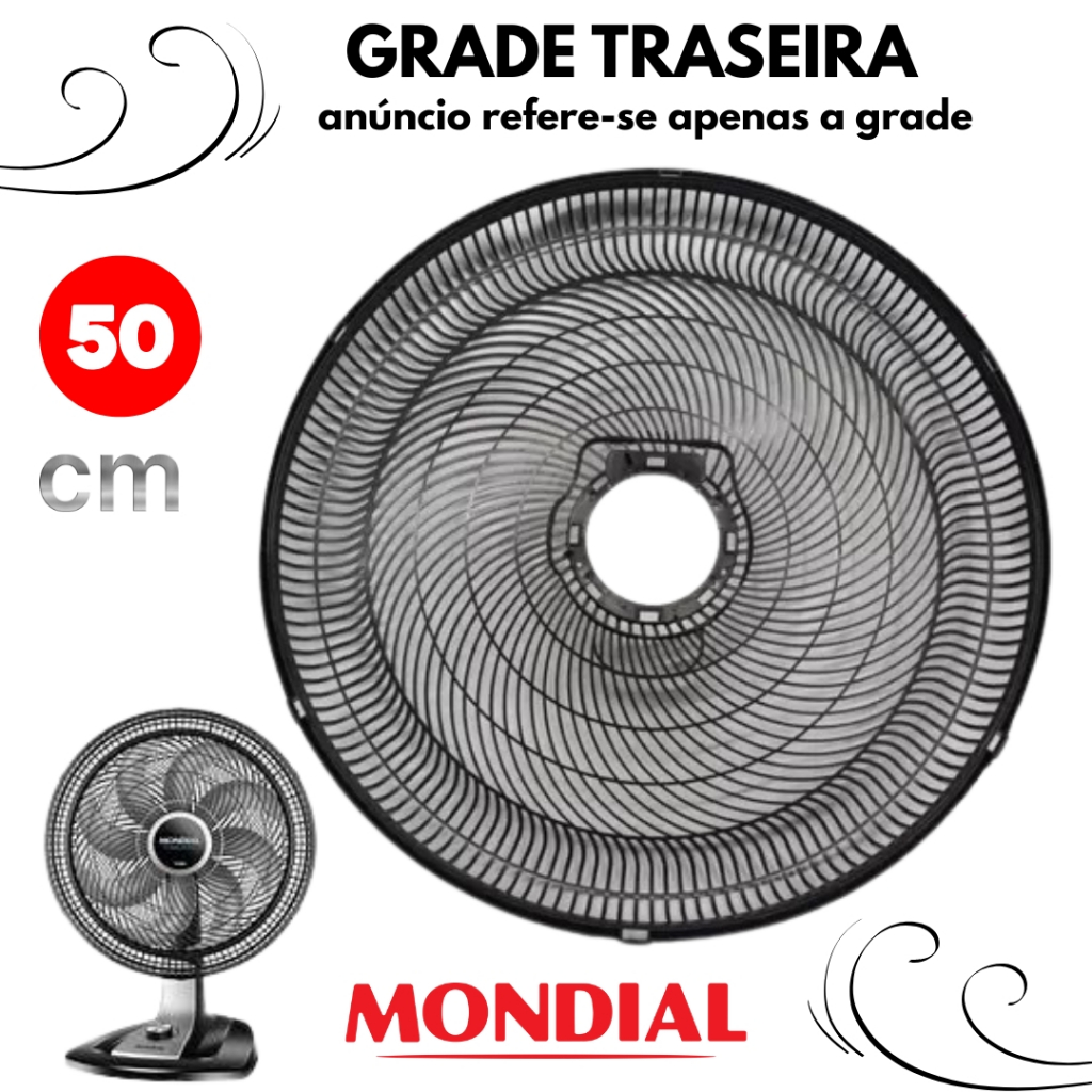 Grade Traseira Preta Ventilador Mondial NVT 50 VPS 52 VT 51