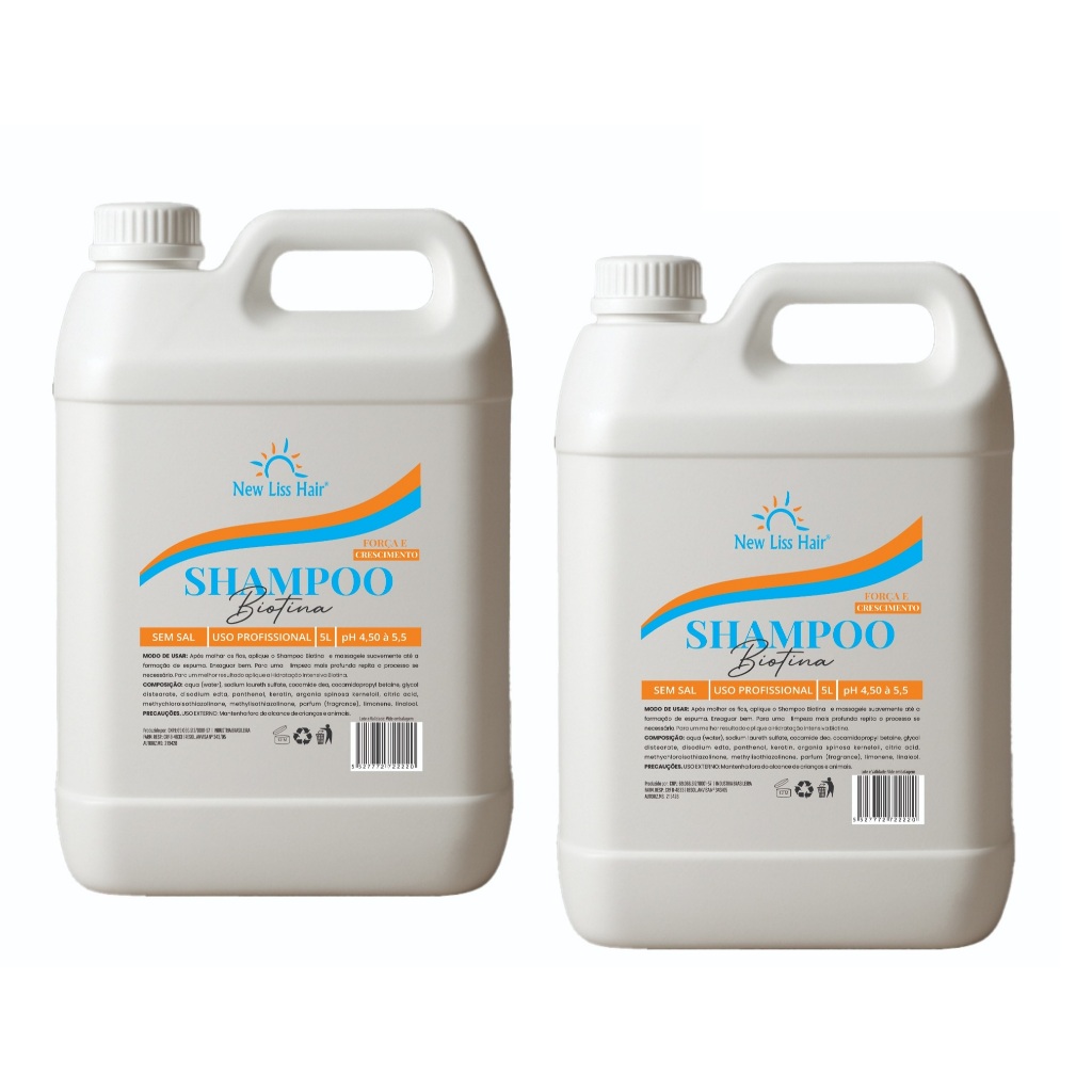 Kit com 2 Shampoo Biotina 5L Cada New Liss Hair
