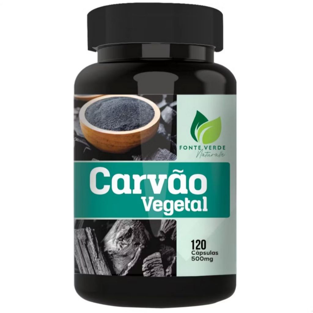Carvão Vegetal Ativado puro 120 cápsulas - Fonte Verde Naturalle